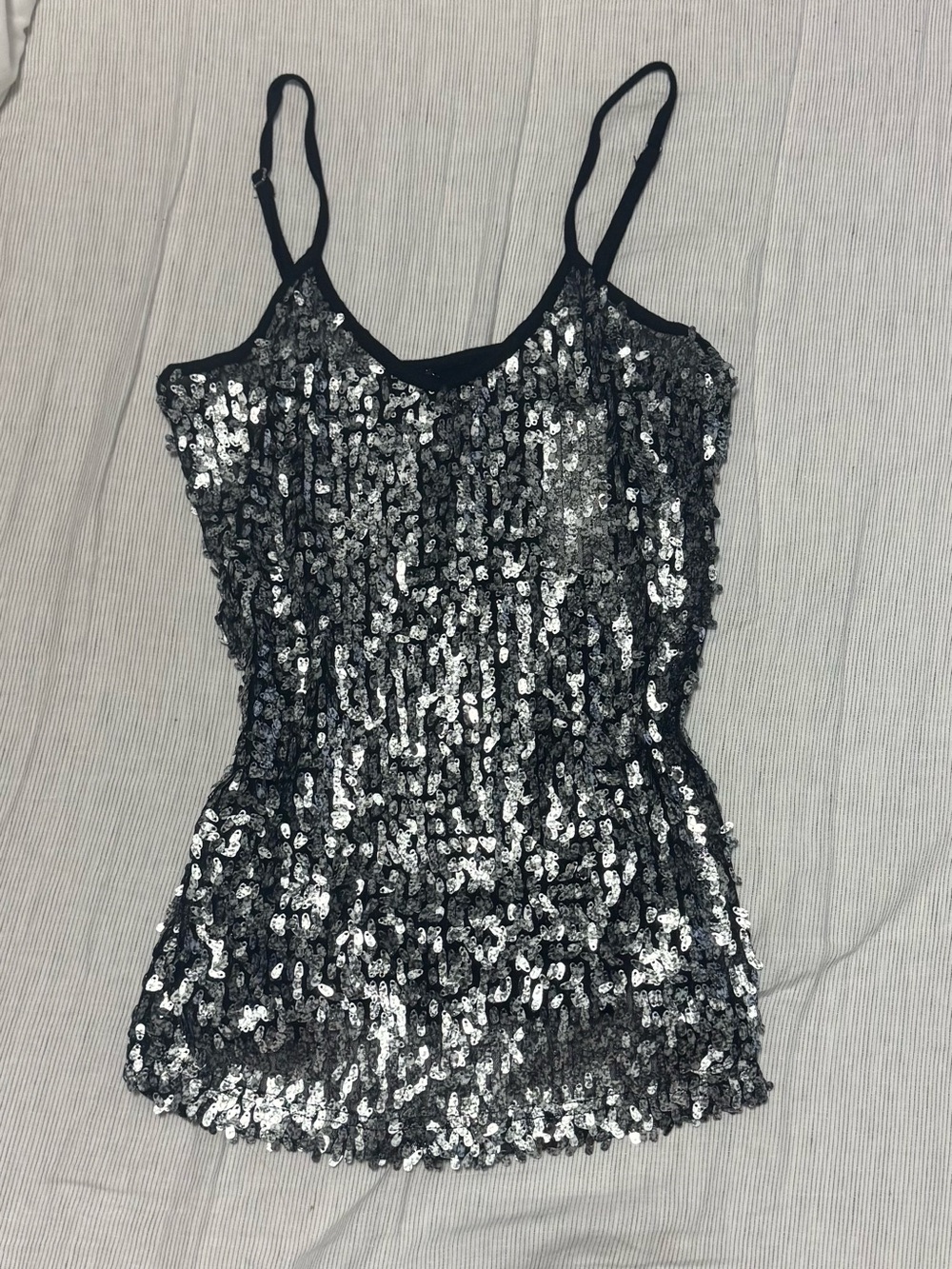 NWT BKE Boutique Silver Sequin Camisole Tank Top Small Buckle